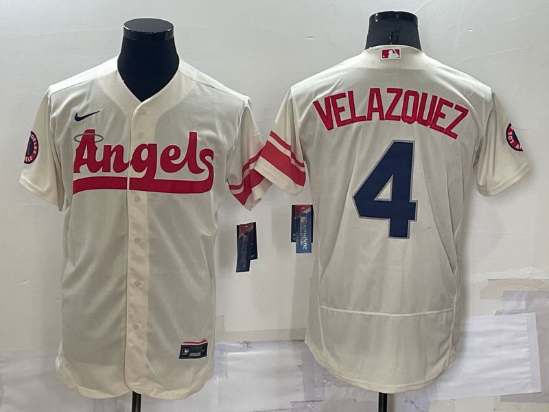 Men Los Angeles Angels 4 Velazouez Cream City Edition Elite Nike 2022 MLB Jersey
